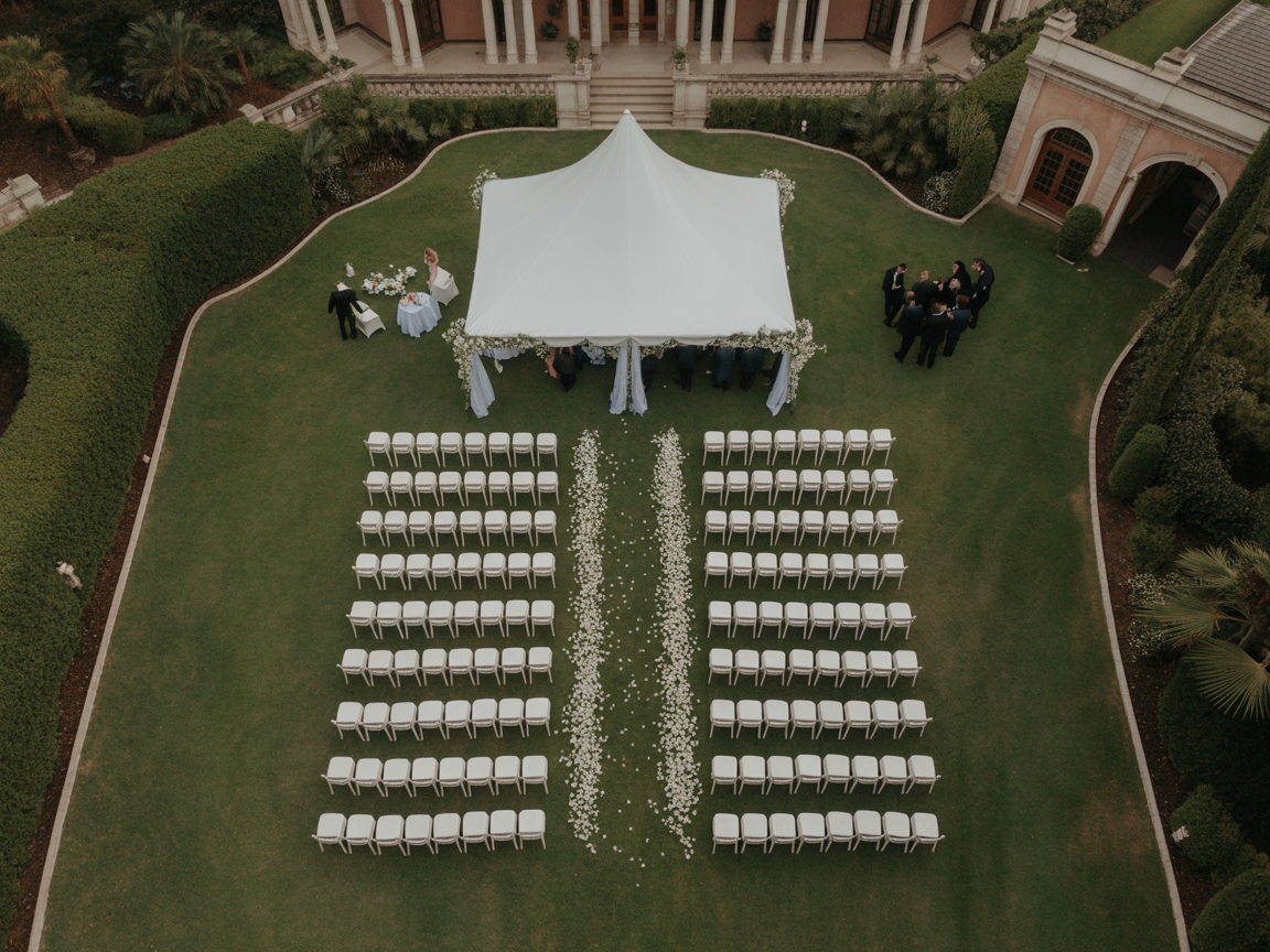 Aerial drone photography of outdoor event venue